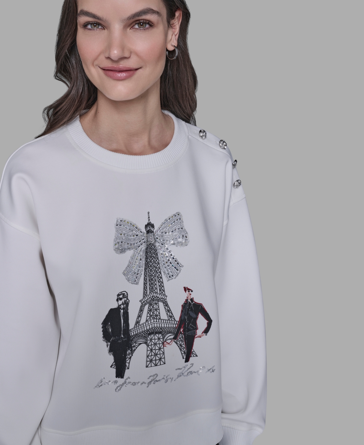 Karl Lagerfeld Women's Logo Eiffel Tower Sweatshirt In Multi