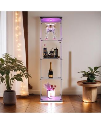 Glass Display Case Cabinet with Tempered Glass Doors Large Capacity and Safe Installation