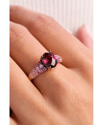 Raspberry Rhodolite&reg; (2-1/4 ct. t.w.), Pink Sapphire Ombr&eacute; (3/4 ct. t.w.) & White Sapphire (1/10 ct. t.w.) Ring in 14k Rose Gold