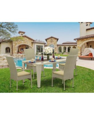 Wicker Patio Set Natural Linen