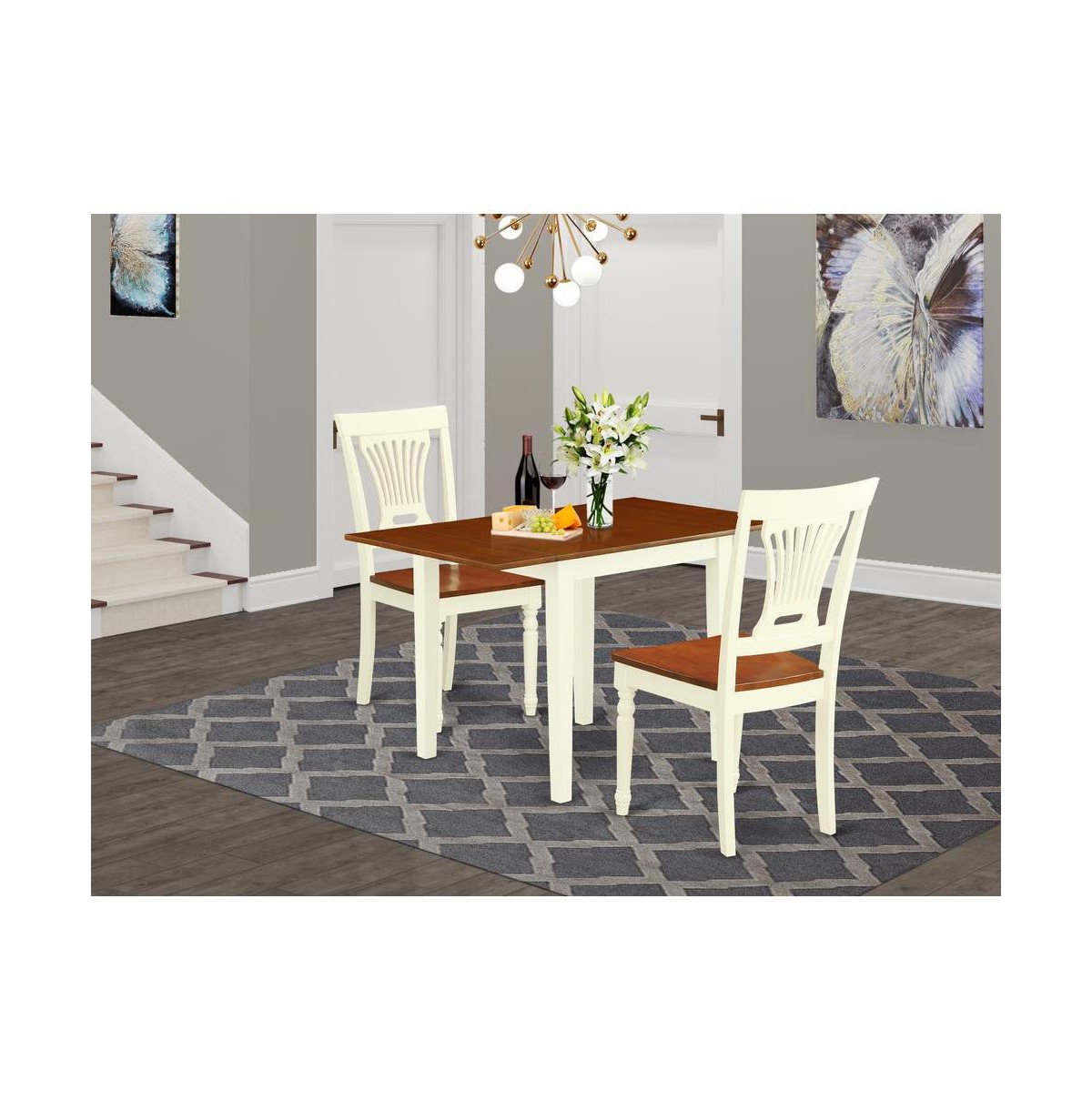 East West Furniture Dining Room Set Buttermilk & Cherry