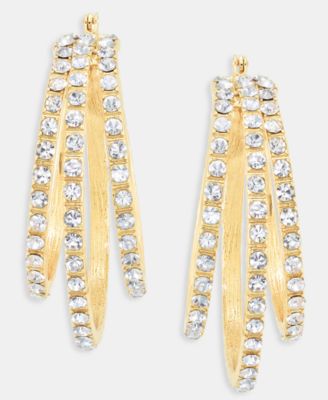 Pav&eacute; Triple Row Hoop Earrings, Macy's Exclusive 
