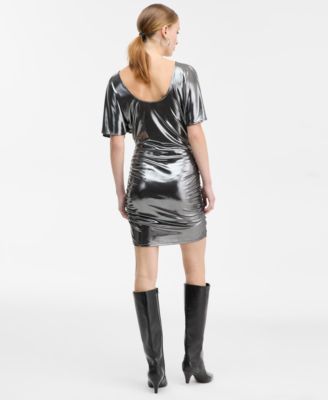 Women's Lam&eacute; Ruched Mini Dress