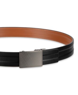 Men's Reversible Plaid Plaque Compression Locking Buckle Belt