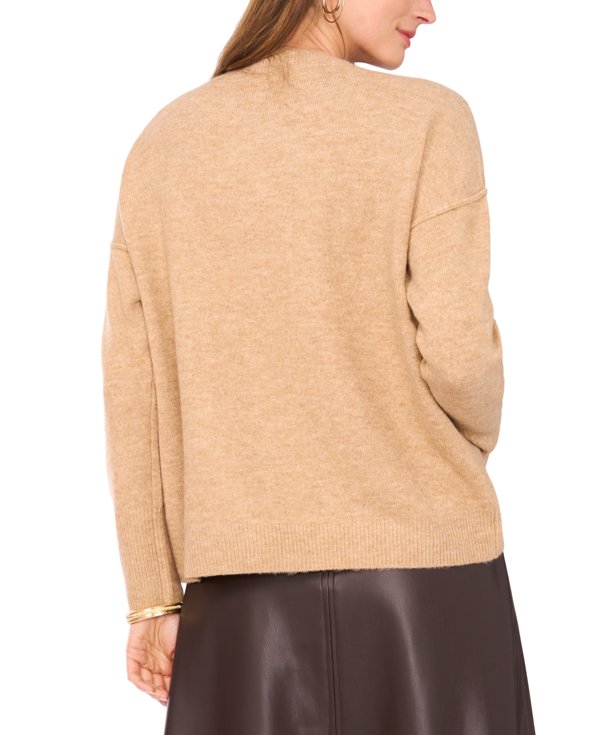 Vince Camuto Cozy Long Sleeve Extend Shoulder Sweater In Brown