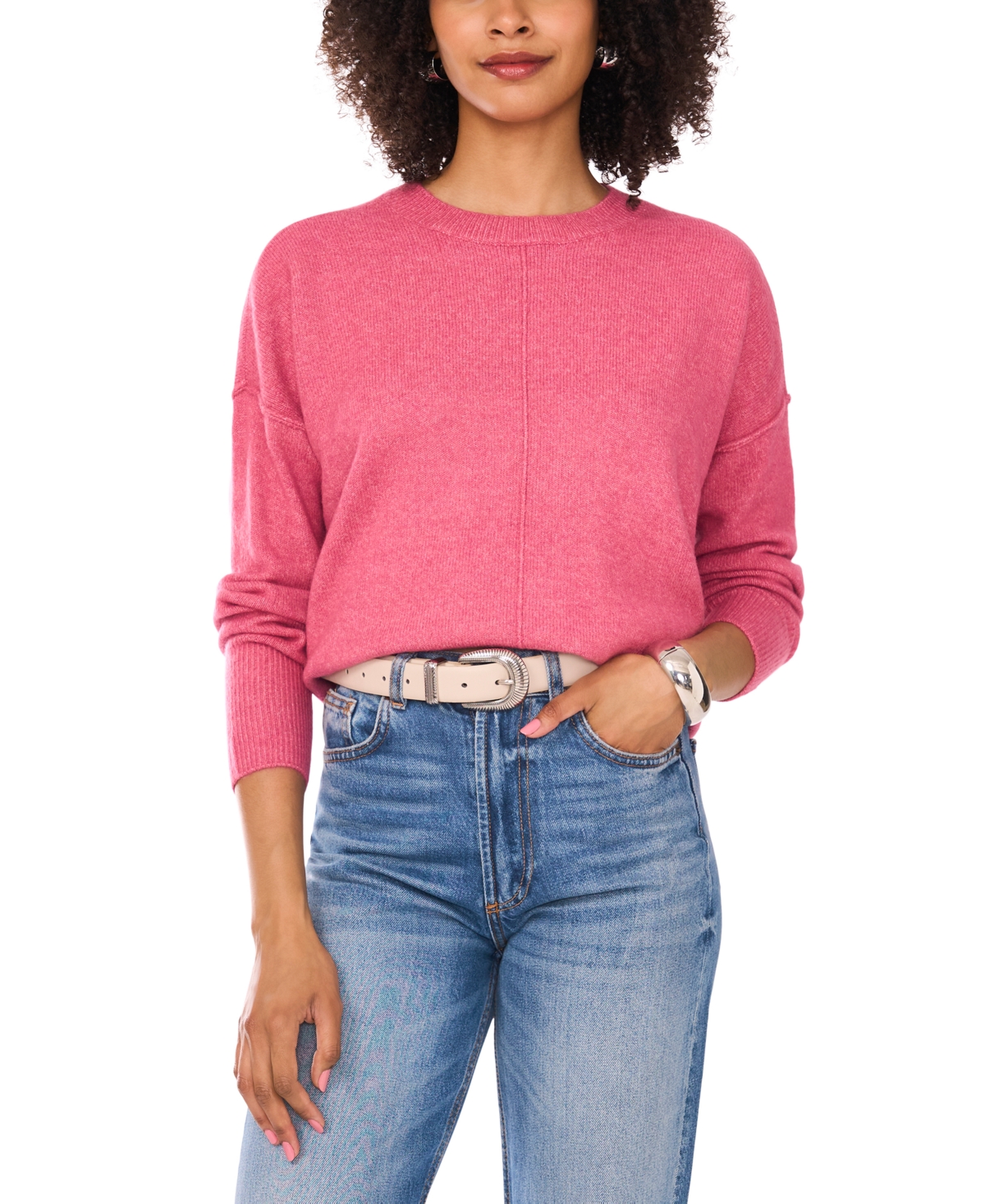 Vince Camuto Women's Cozy Crewneck Long-Sleeve Extend-Shoulder Sweater