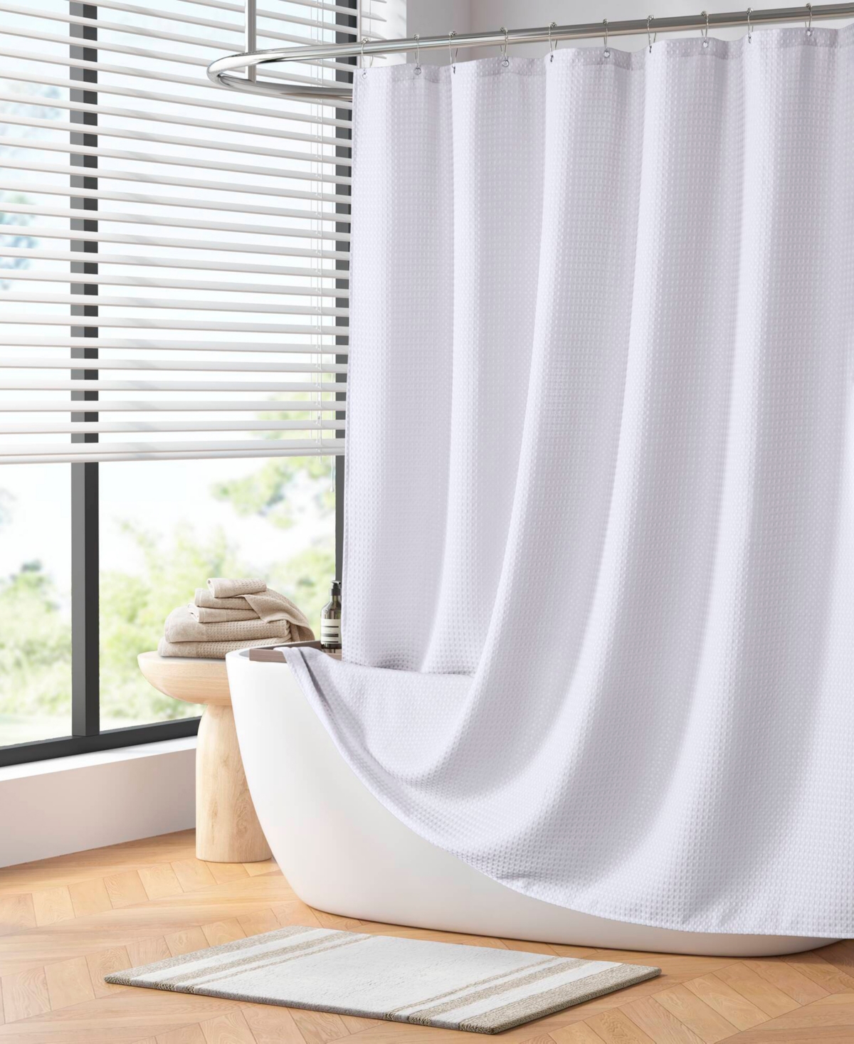 Madison Park Arbor Waffle Shower Curtain, 72" X 72" In White