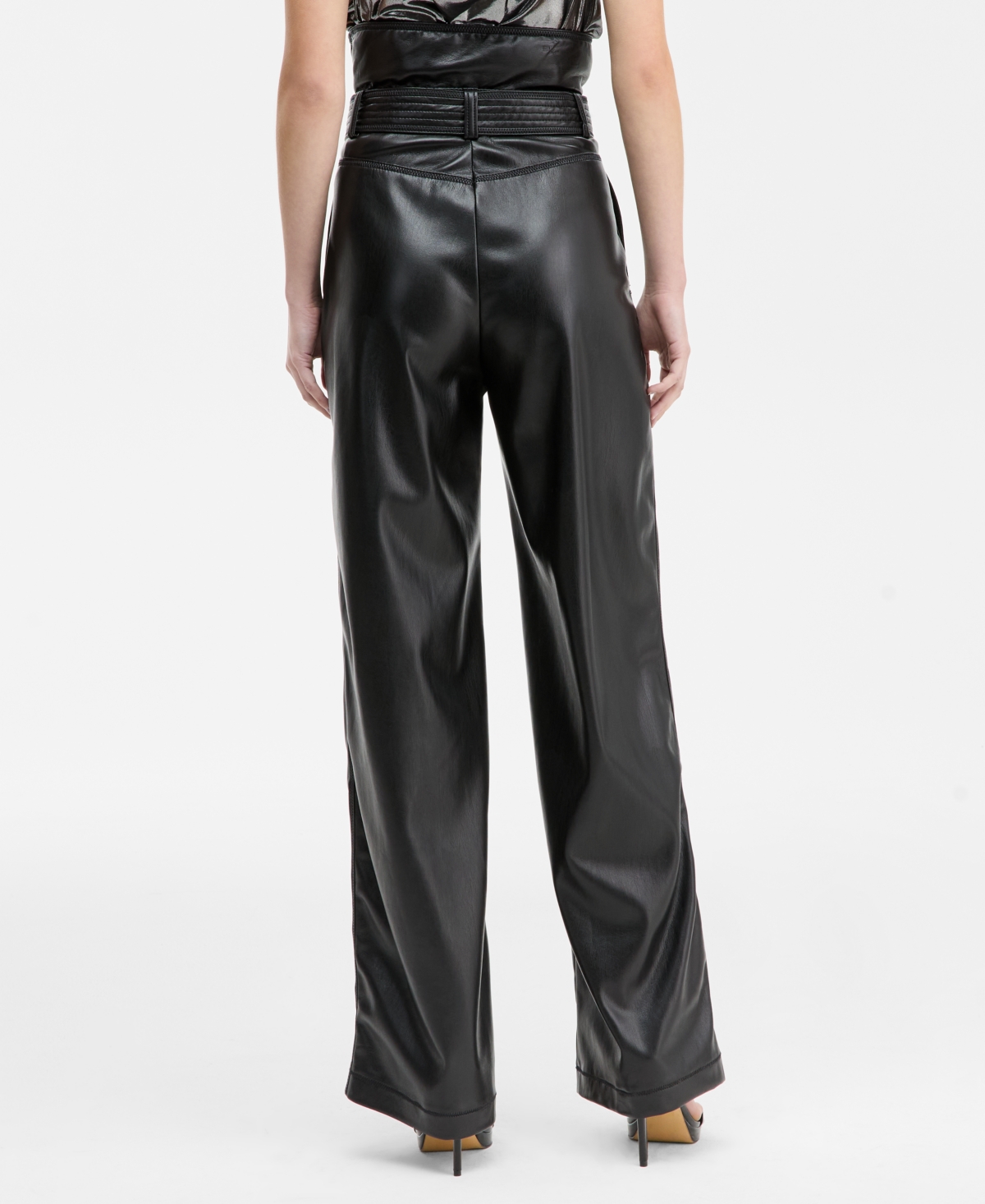 Boss Orange Women's Ultra High-Waist Belted Faux-Leather Pants