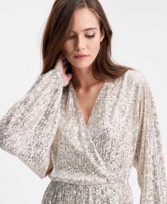 Women's Sequin Blouson-Sleeve Dress