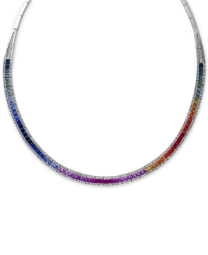 image of Watercolors by Effy Multi-Sapphire (10 ct. t.w.) and Diamond (1-1/5 ct. t.w.) Collar Necklace in 14k White Gold