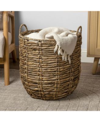 Jonathan Y Laurel 19.49" Bohemian Hand-Woven Abaca Hamper Basket with Handles