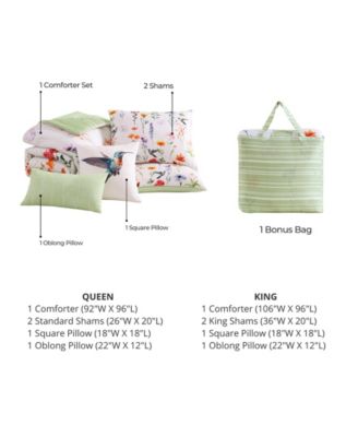 Fresh Cut Flowers Bedding 200 Thread Count 100% Cotton Sateen 5 Piece Reversible King Comforter Set