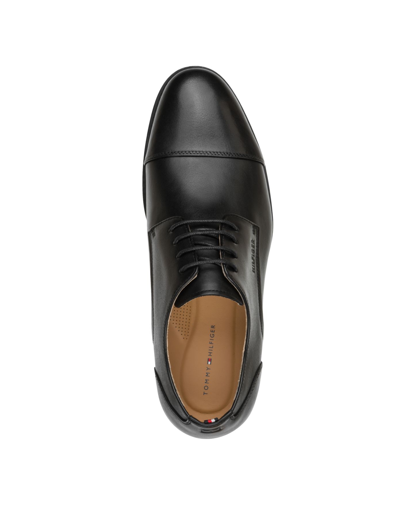 Мужские туфли Tommy Hilfiger Creagan Leather Derby Dress Shoes, цвет: Чёрный кожаный — фото 4