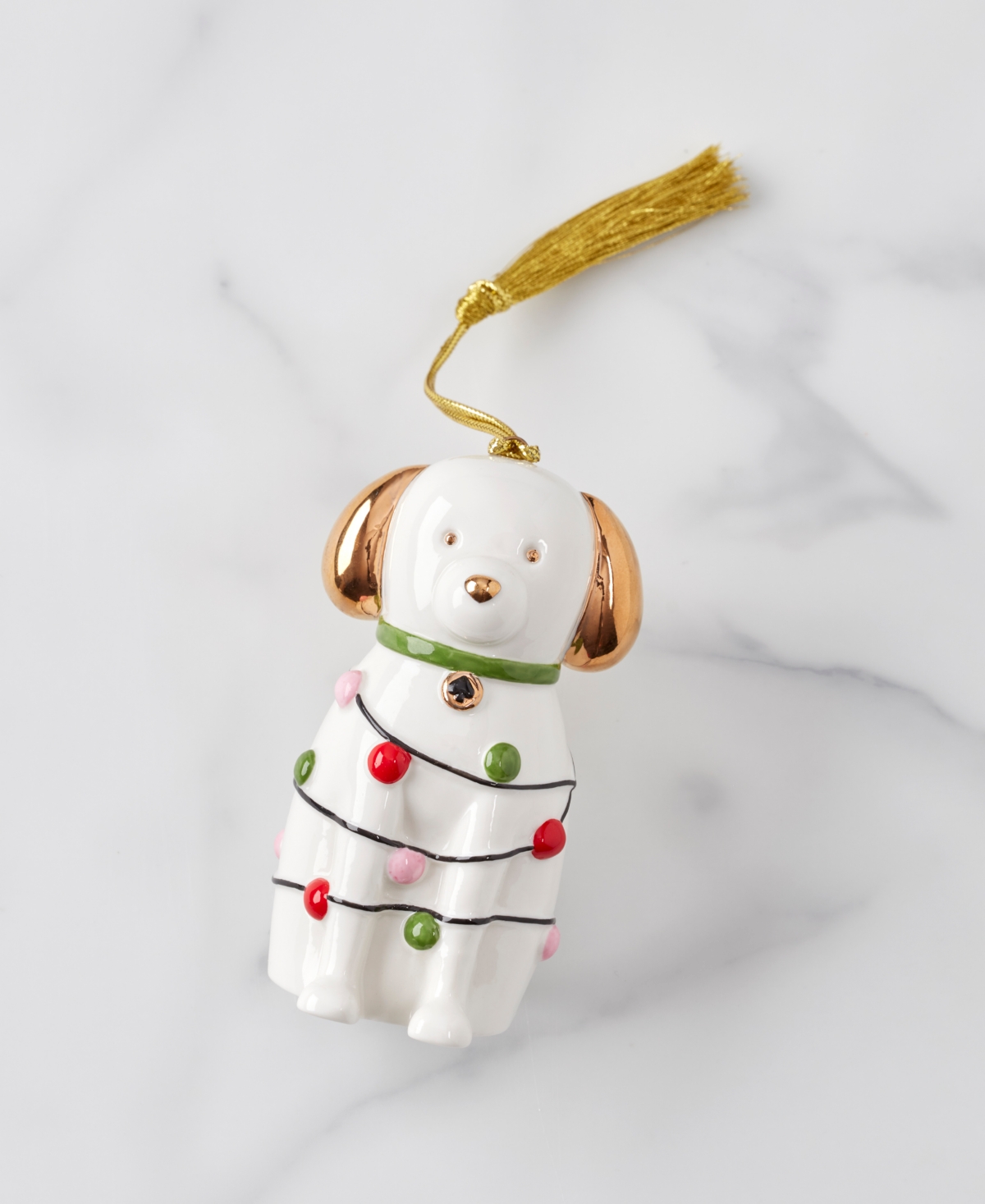 Kate Spade Be Jolly Dog Ornament In White