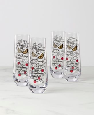 Kate Spade Make Merry Stemless Flutes, Set of 4
