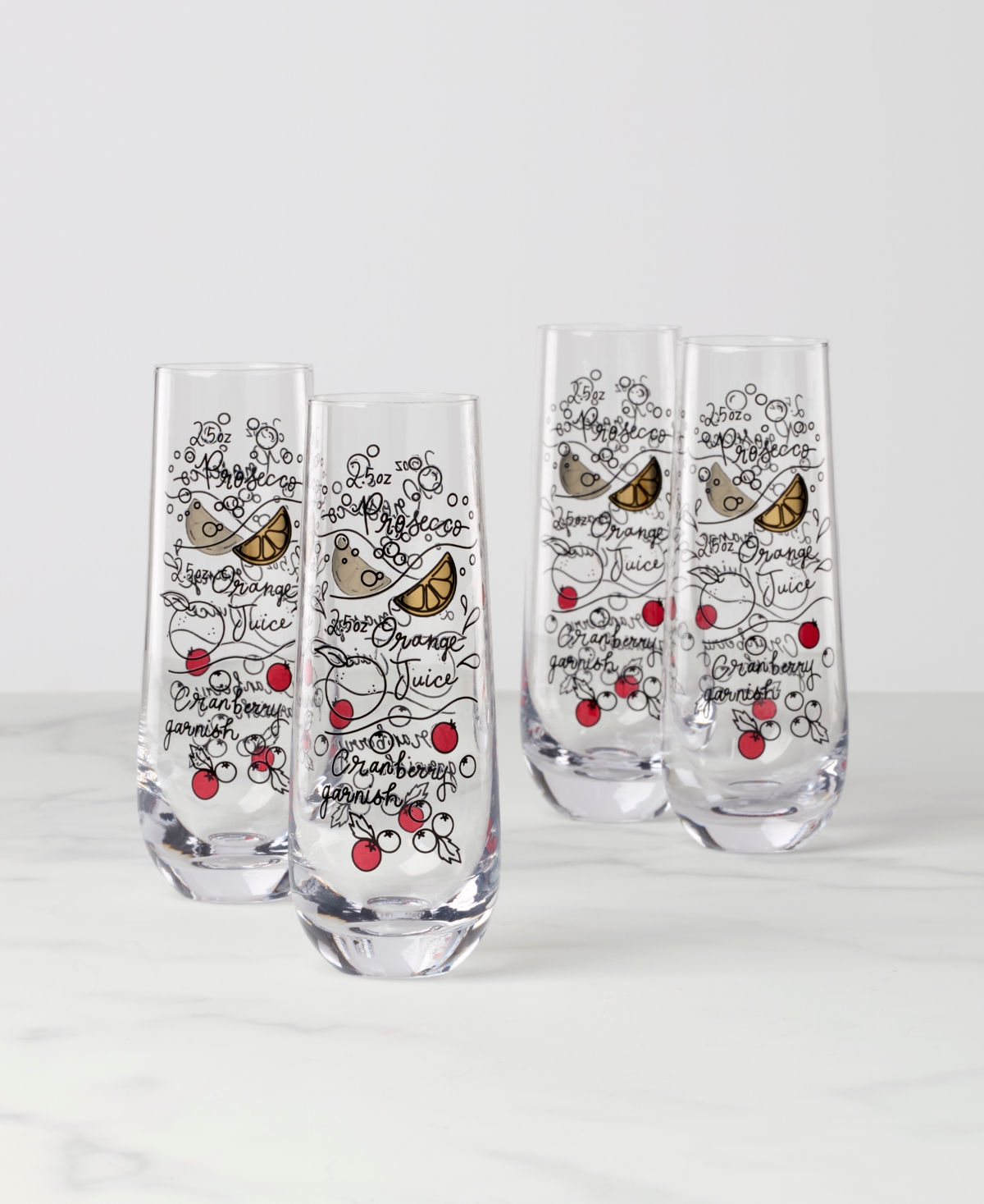 Kate Spade Make Merry Stemless Flutes, Set Of 4 In White