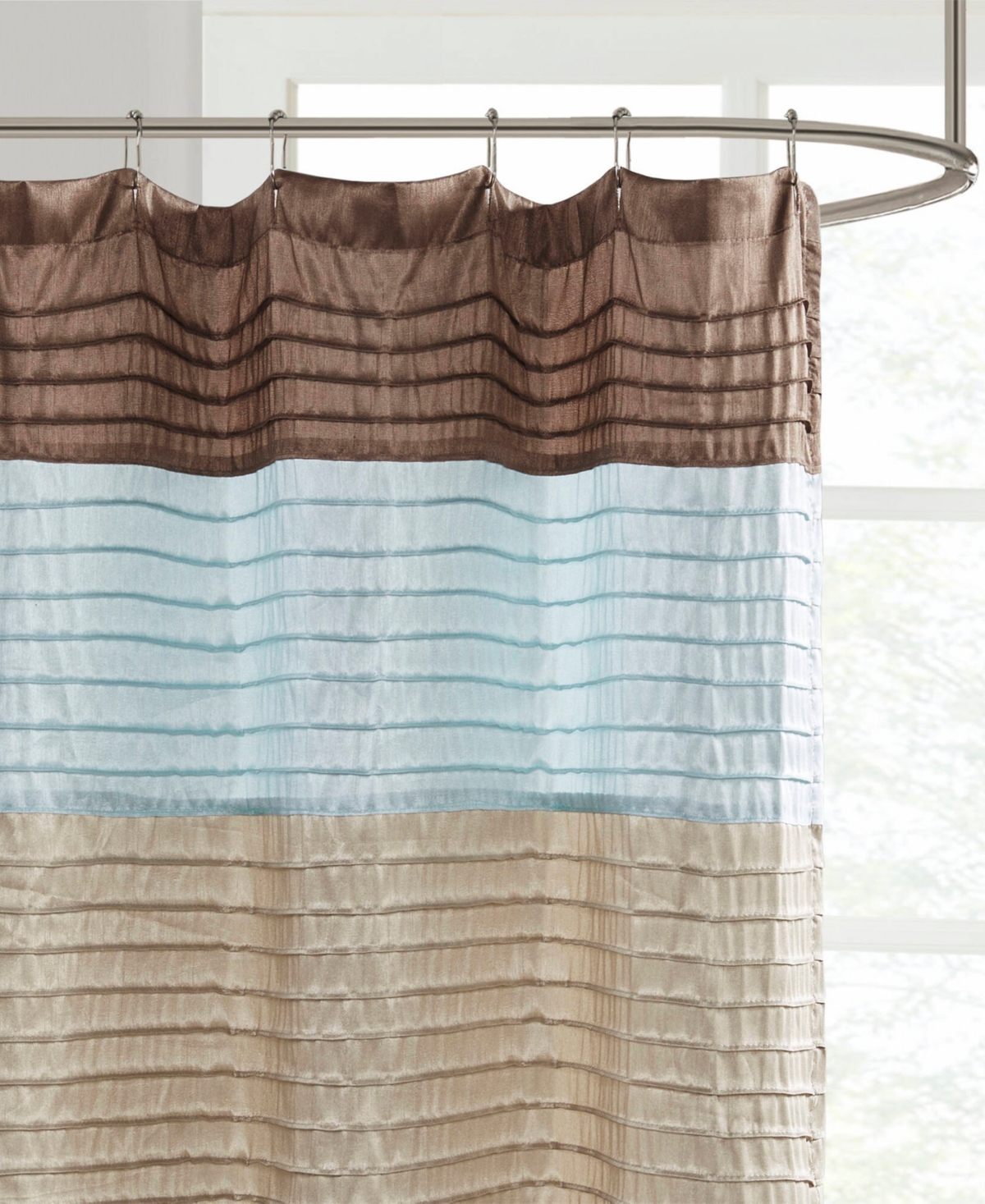 Madison Park Amherst Faux Silk Shower Curtain, 72" X 84" In Multi