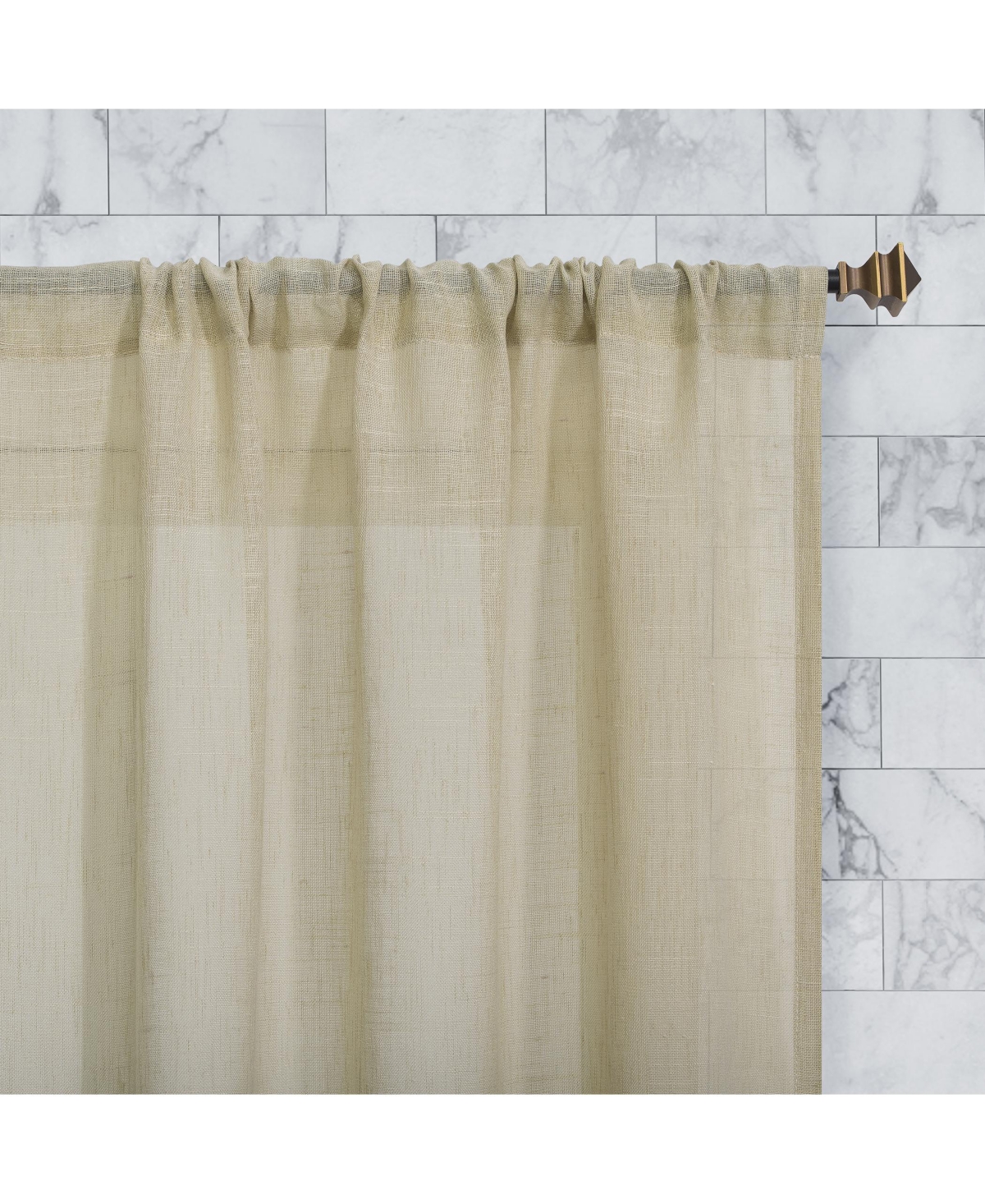 Slub Textured Linen Blend Cafe Curtain Pair