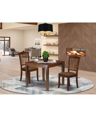 3 piece rubber wood Mahogany small square Dining Room Set