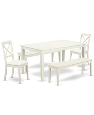 5 Piece wood  Linen White Dining Room Set Linen White