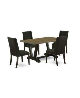 5-Piece hardwood Upholstered Seat and Stylish Chair Back and Rectangular kitchen table set