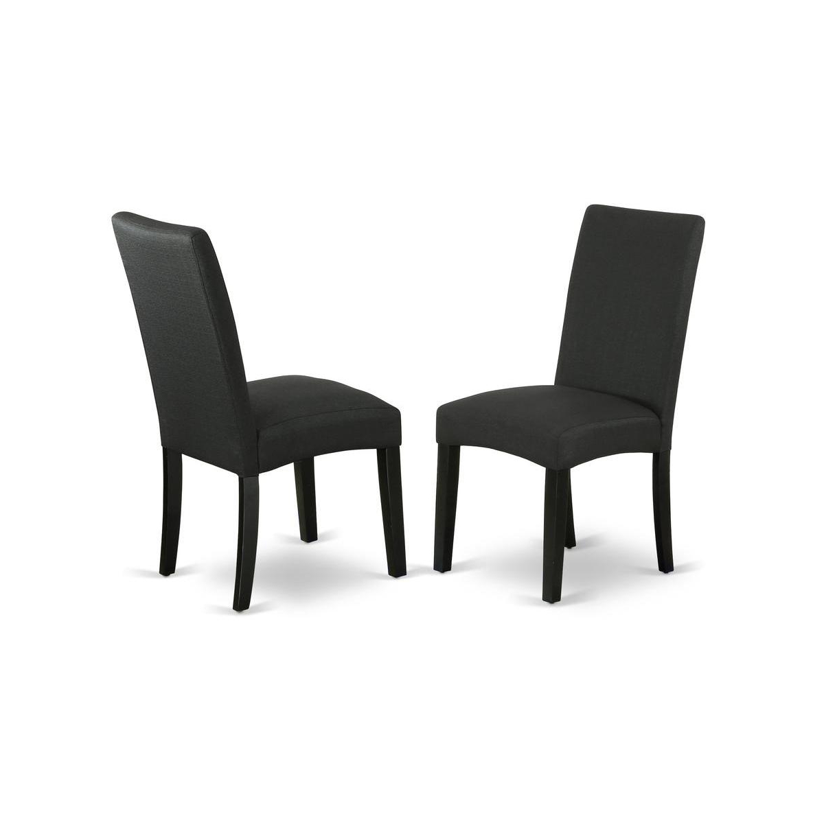 East West Furniture 6-Piece Dining Table Set- 4 Kitchen Chairs with Black Linen Fabric Seat and Stylish Chair Back