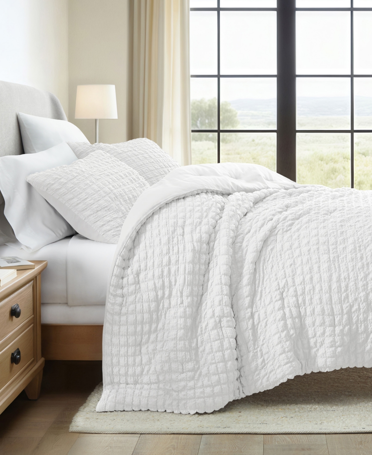 Ienjoy Home Textured Seersucker Box 3-pc. Comforter Set, Full/queen In White