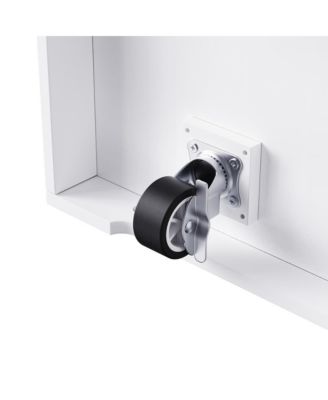 48'' Farmhouse-Style White Kitchen Island Cart with Foldable Countertop, Power Strip, 5 Side Racks, and Drawers