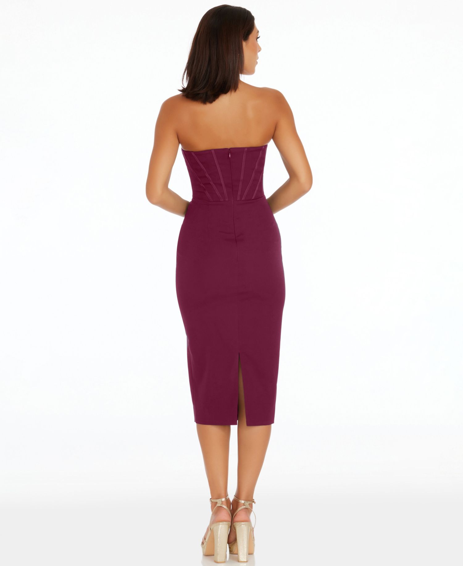 Women's Corset Strapless Midi Dress