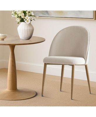 3-Piece 34.5 Inch Round Dining Set with Wood-Look Pedestal Table and 2 Upholstered Chairs with Wood-Tone Metal Legs-Maison Boucle