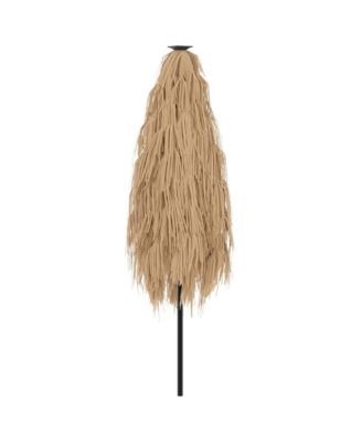 Garden Parasol Brown Polyester Large Foldable Garden Parasol