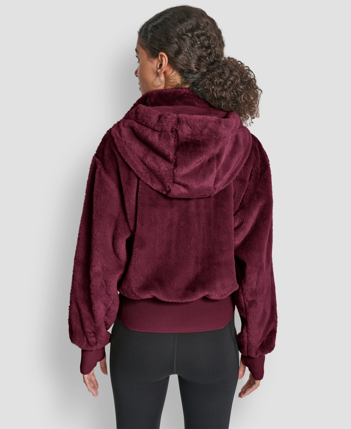 Dkny Sport Women's Faux-fur Zip-front Bomber Jacket In Purple