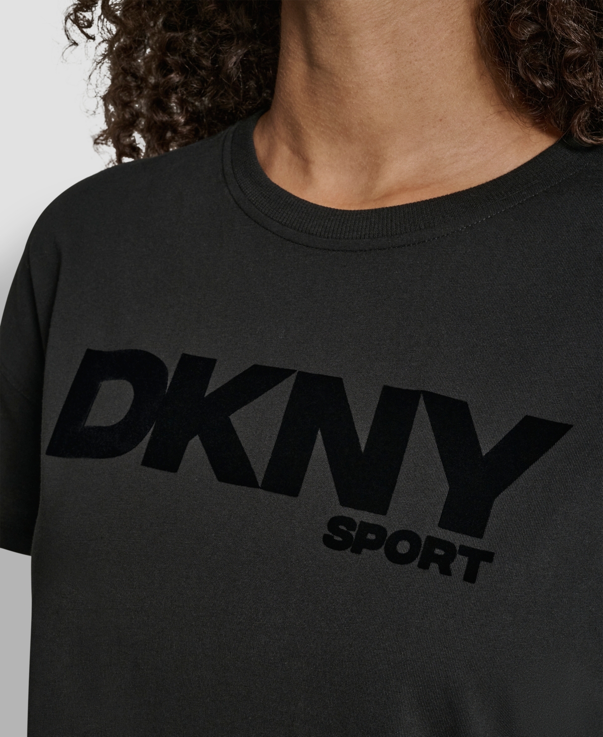 Dkny Women's Flocked Logo Drop Shoulder T-Shirt