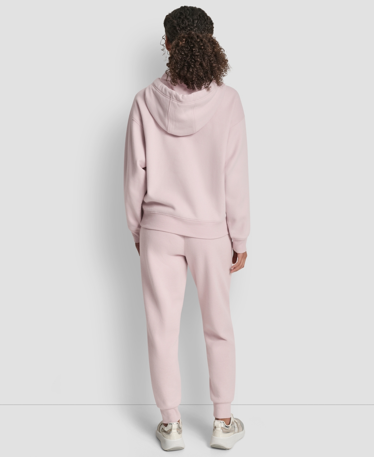 Dkny Sport Women's Rhinestone Logo Fleece Hoodie In Pink