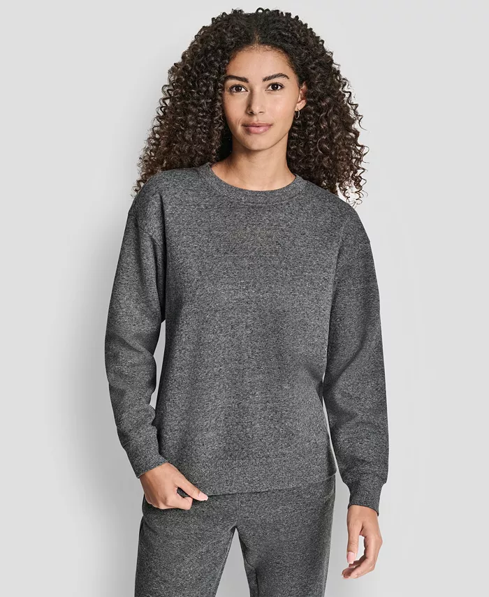 Women's Rhinestone Logo Long Line Crewneck Sweatshirt