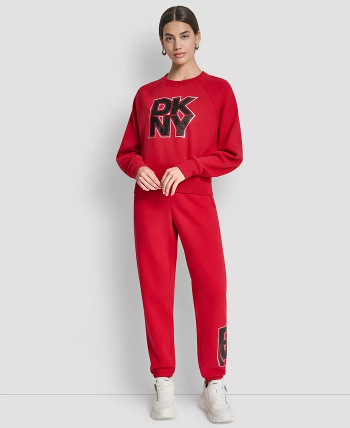 Women's Mixed Metal Stacked Glitter Logo Jogger - thumbnail 6