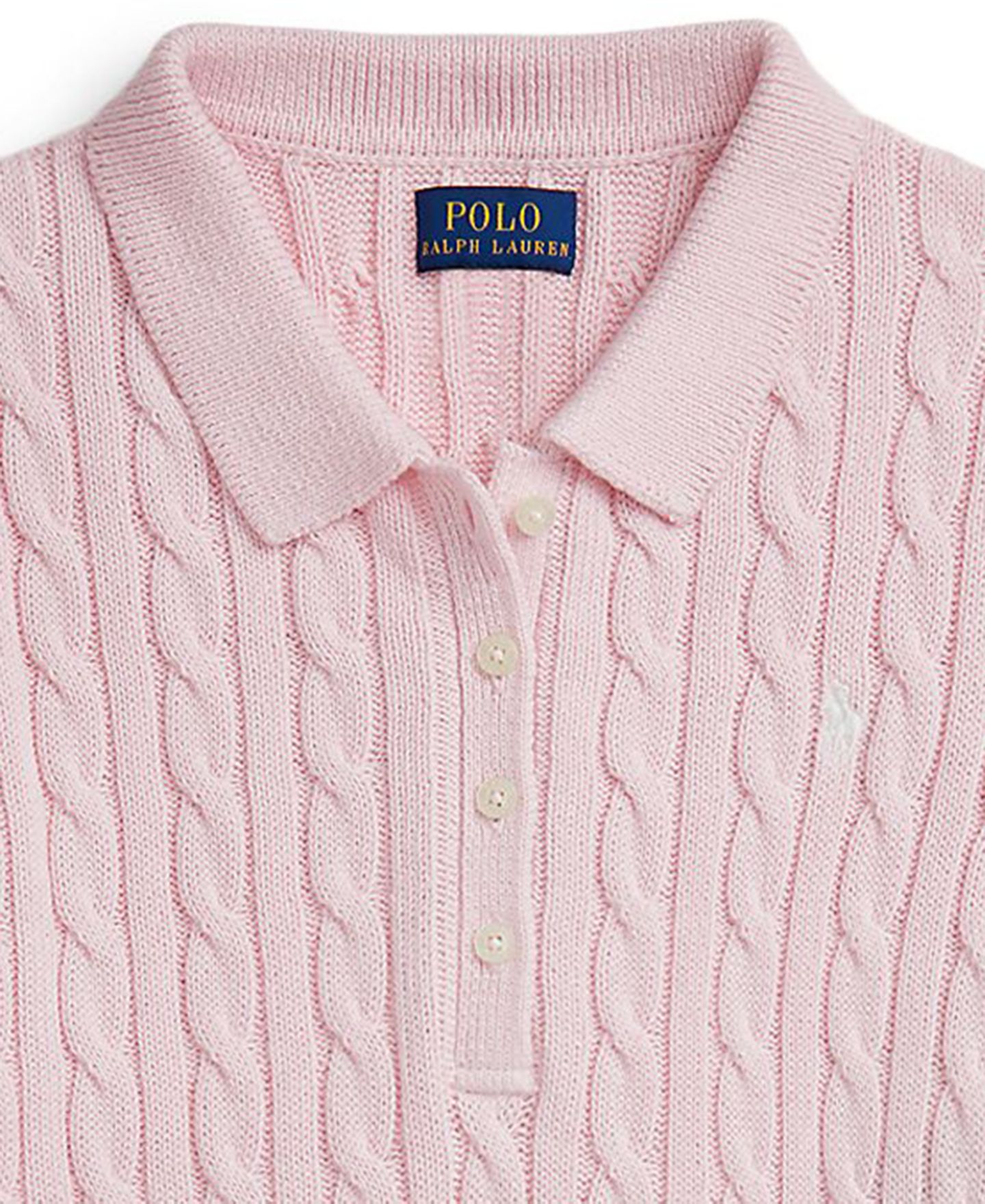 Детское платье-свитер Polo Ralph Lauren вязки косичка в стиле поло, 7-16, цвет: Розовый — фото 4