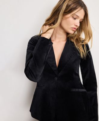 Women's Long Sleeve Velvet Sculpted Blazer, Regular and Plus Size