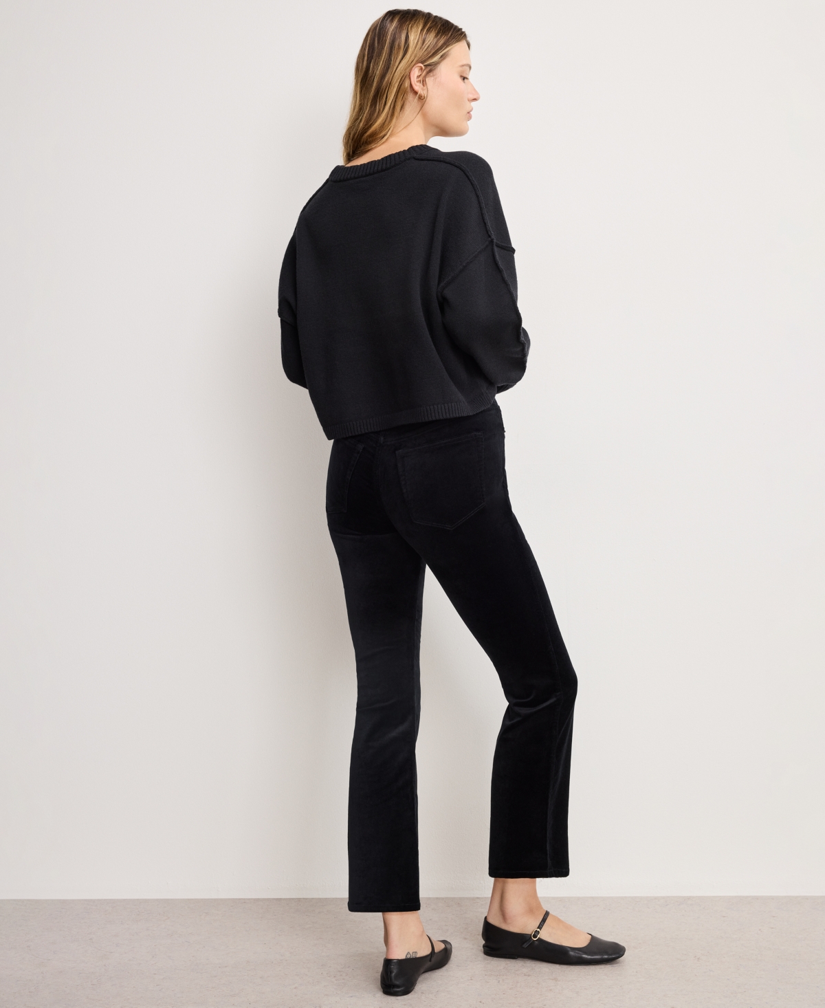 Good American Women's Velvet High Rise Kick Flare Pants In Black