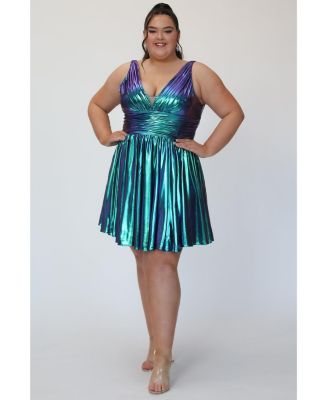 Blue & Green Iridescent A-line Party Dress