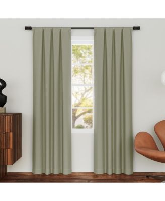 Parsons Herringbone Magnetic Closure 100% Blackout Rod Pocket Curtain Panel Pair