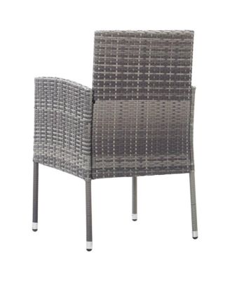 Patio Chairs with Dark Gray Cushions 2 pcs Gray Poly Rattan