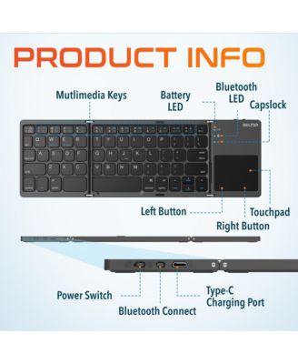 F75 Portable Foldable Bluetooth Keyboard with Sensitive Touchpad (DKBF75)