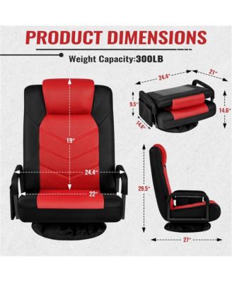 Reclining Swivel Floor Gaming Chair Black/ Red