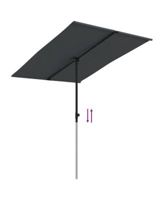 Garden Parasol Black Polyester, Aluminum 6.6 x 4.9 ft Rotatable