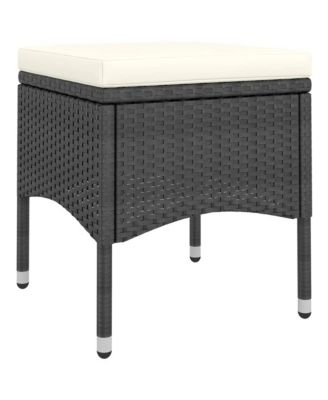 4 Piece Patio Chair and Stool Set Poly Rattan Black