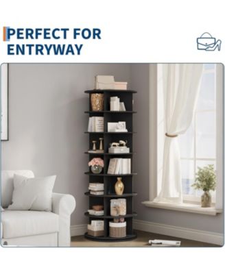 7 Tier Rotating Shoe Rack Tower,360°Revolving Free Standing Spinning Organizer,Vertical Spinning Shoes Display,Rotate Shoes Closet Organization