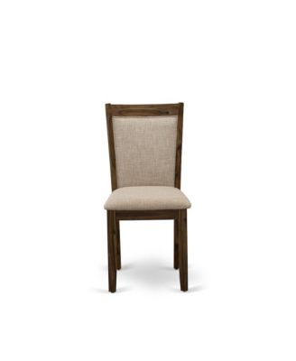 5-Pc Kitchen Table Set A Pedestal Wooden Table, 4 Light Tan Fabric Dining Chairs