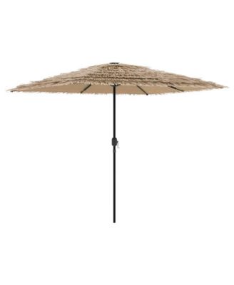 Garden Parasol Brown Polyester Large Collapsible Garden Parasol