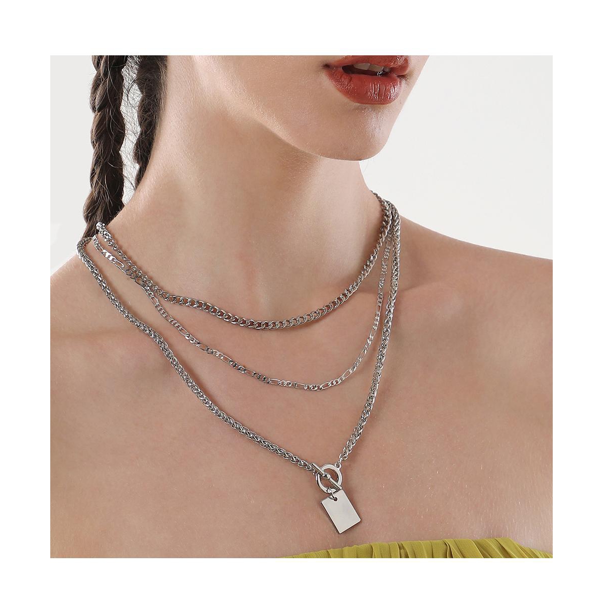 Sohi Women's The Interlock Charm Multi-Layer Necklace